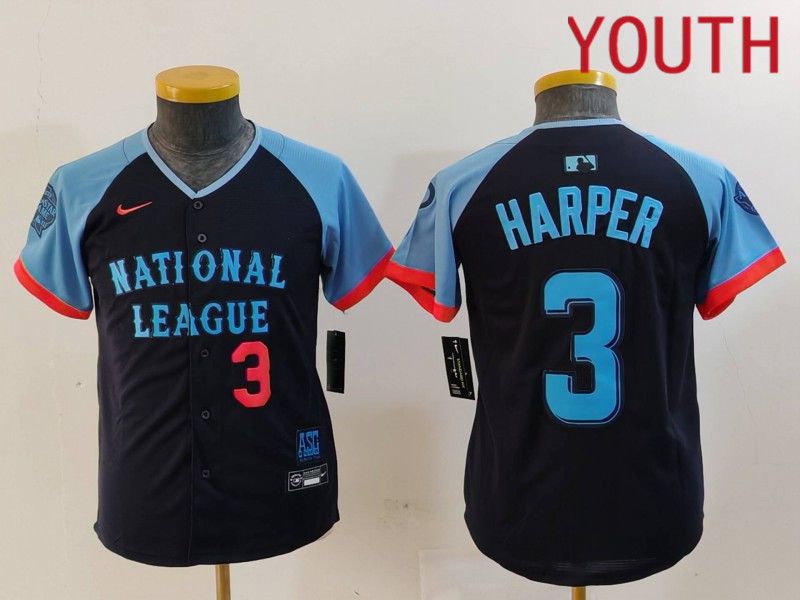 Youth Philadelphia Phillies #3 Harper Blue All star 2024 Nike MLB Jersey style 6->youth mlb jersey->Youth Jersey